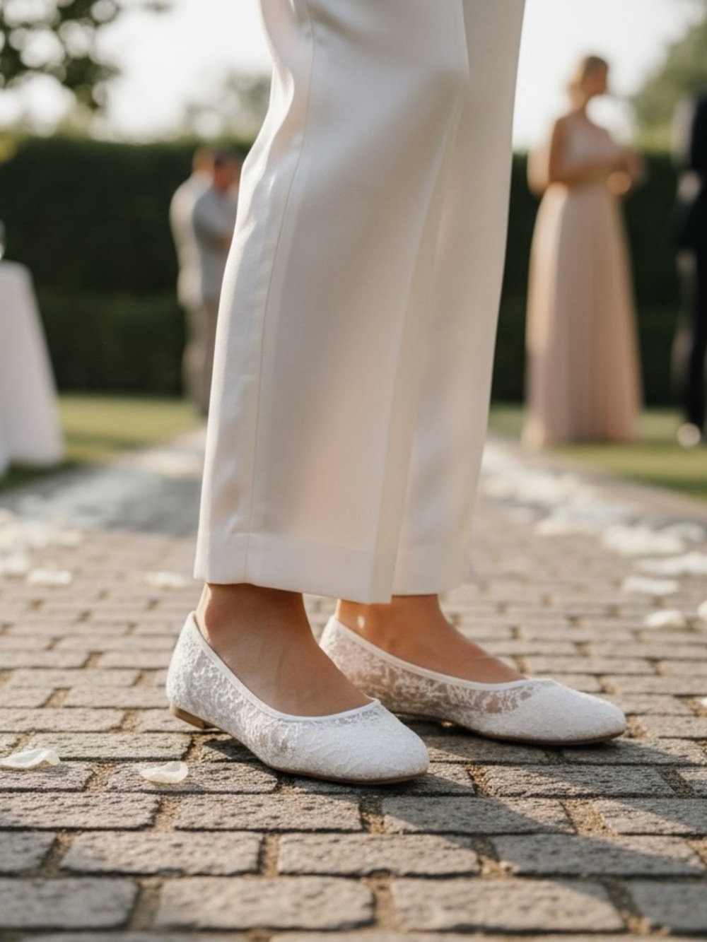 Sophia Taylor White Lace Ballet Flats